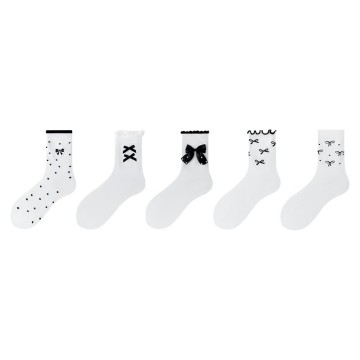 Custom Hot-sale Women Summer Crew Socks Bow Socks