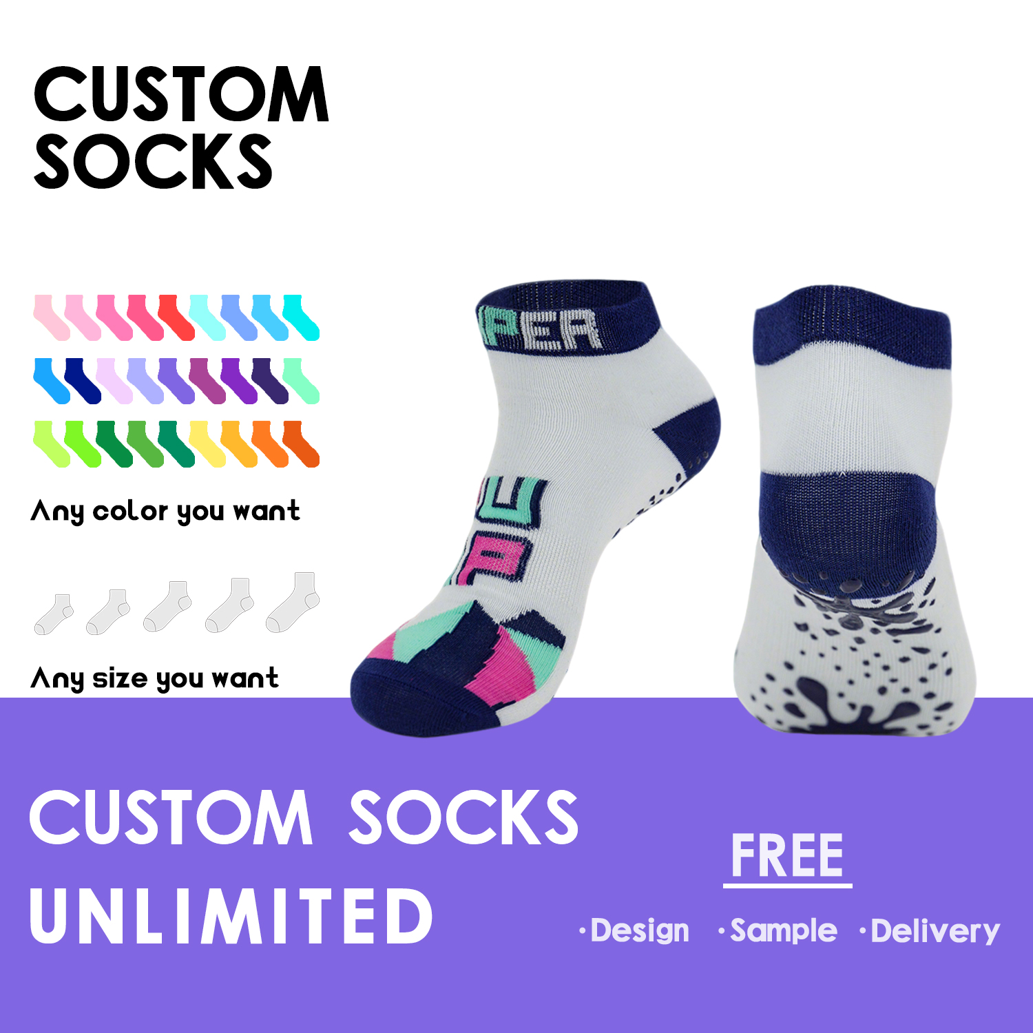 Wholesale Manufacturer Unisex Crew Trampoline Socks Grip Socks (3).jpg