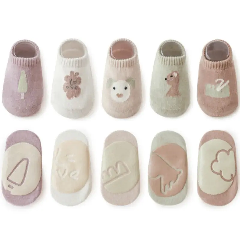 Cartoon Baby Socks With Grips Crew Walking Socks